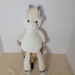 Aurora Purely Luxe Plush Llama Stuffed Animal White Cream Textured weighted NWT